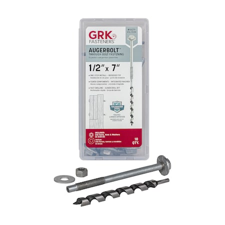 Grk Fasteners 1/2" Structural Bolt, Galvanized Steel, 7 in L, 10 PK 81271